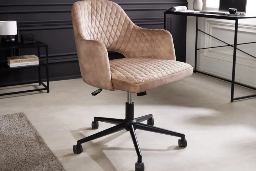 Bürostuhl PARIS - Samt schwarz Armlehnen Drehstuhl Höhenverstellbar ^ riess-ambiente Discount