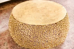Couchtisch ABSTRACT LEAF - Runder Couchtisch 75cm gold Metall filigrane Handarbeit Vintage Design ^ riess-ambiente