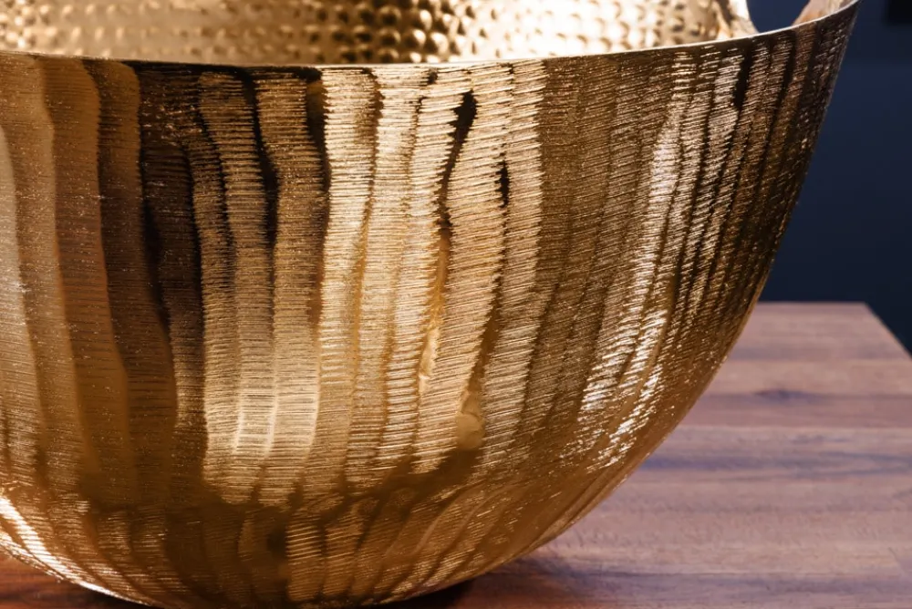 riess-ambiente Deko Schale ORIENT - 40cm Metall Hammerschlag Design Handgearbeitet gold Outlet