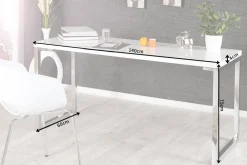 Schreibtisch WHITE DESK - 140cm Hochglanz Bürotisch modern ^ riess-ambiente Discount