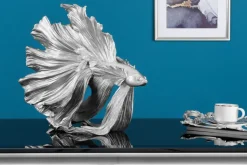riess-ambiente Skulptur CROWNTAIL - Design Deko Figur Kampffisch35cm Betta Fisch Skulptur silber New