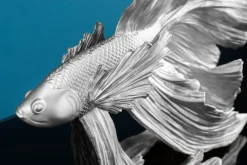 riess-ambiente Skulptur CROWNTAIL - Design Deko Figur Kampffisch35cm Betta Fisch Skulptur silber New