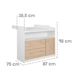 Kinderzimmerset 'Gabriella' inkl. Babybett ca. 70 x 140 cm & breite Wickelkommode, bicolor ^ Roba Discount