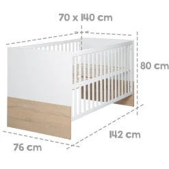 Kinderzimmerset 'Gabriella' inkl. Babybett ca. 70 x 140 cm & breite Wickelkommode, bicolor ^ Roba Discount