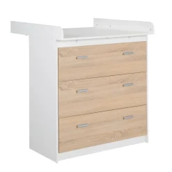 Roba Kinderzimmerset 'Gabriella', 3tlg, bicolor, inkl. Bett ca. 70x140cm, Wickelkommode mit 3 Schubladen, Schrank 3-türig New