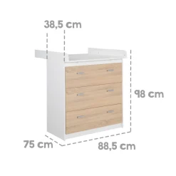 Roba Kinderzimmerset 'Gabriella', 3tlg, bicolor, inkl. Bett ca. 70x140cm, Wickelkommode mit 3 Schubladen, Schrank 3-türig New