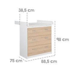 Kinderzimmerset 'Gabriella', 2-teiliges Babymöbel-Set bicolor aus Babybett ca. 70x140cm & Wickelkommode ^ Roba Hot