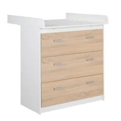 Kinderzimmerset 'Gabriella', 2-teiliges Babymöbel-Set bicolor aus Babybett ca. 70x140cm & Wickelkommode ^ Roba Hot