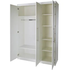 Kinderzimmerset 'Maren', inkl. Kombi-Bett ca. 70 x 140 cm, Wickelkommode breit & Schrank 3-türig, weiß ^ Roba New