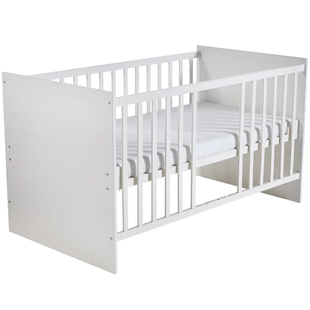 Roba Kinderzimmerset 'Maren', inkl. Kombi-Bett ca. 70 x 140 cm, Wickelkommode schmal & Schrank 3-türig, Weiß