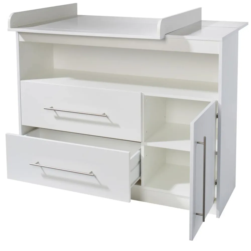 Roba Kinderzimmerset 'Maren', inkl. Kombi-Bett ca. 70 x 140 cm, Wickelkommode schmal & Schrank 3-türig, Weiß