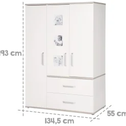 Kinderzimmerset 'Moritz', 3-teilig, mit Kinderbett ca. 70 x 140 cm, Wickelkommode & Schrank, weiß ^ Roba New