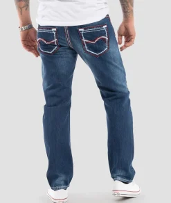 Rock Creek Jeans Comfort Fit dicke Nähte Loose Fit Dunkelblau Outlet