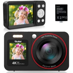 Compactline 64 Dual Screen Kompaktkamera (64 MP Digitalkamera mit 4K) ^ Rollei Sale