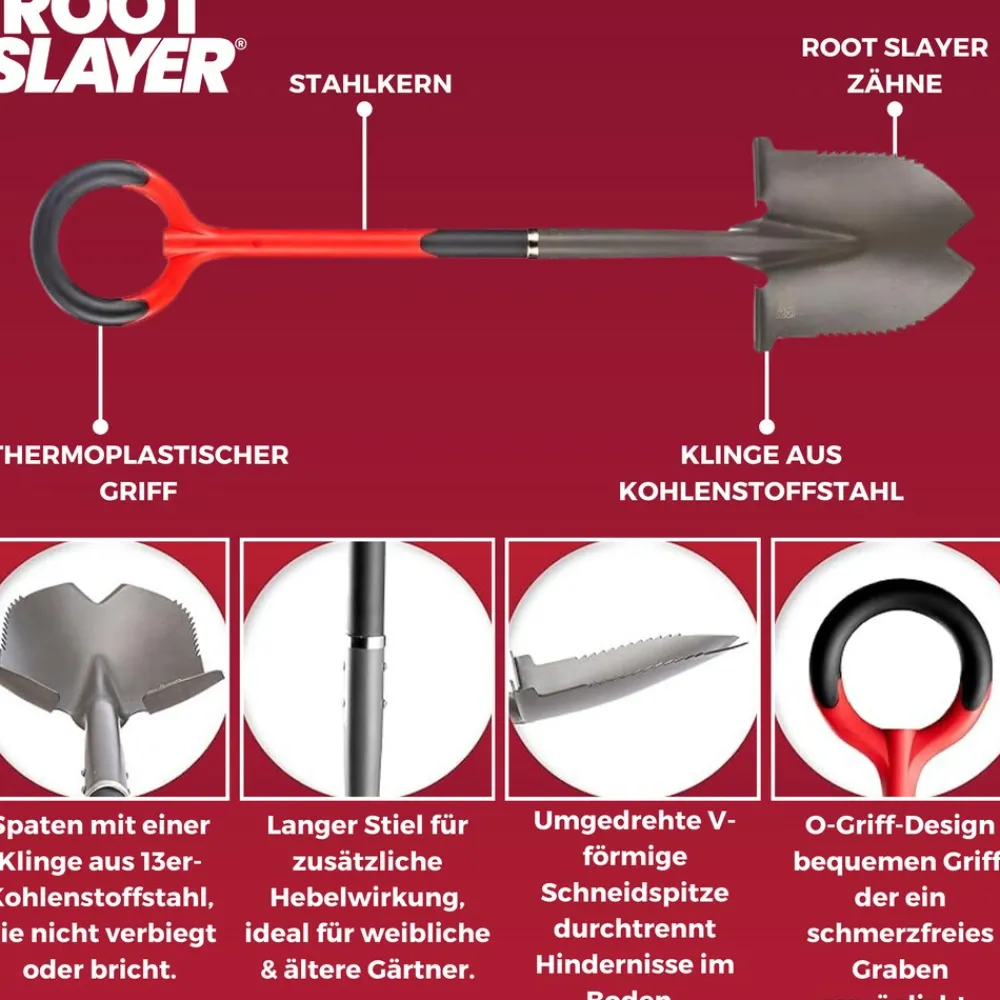 ® Radius Garden Wurzelschaufel mit Stiel Rundkopfschaufel ^ Root Slayer Outlet