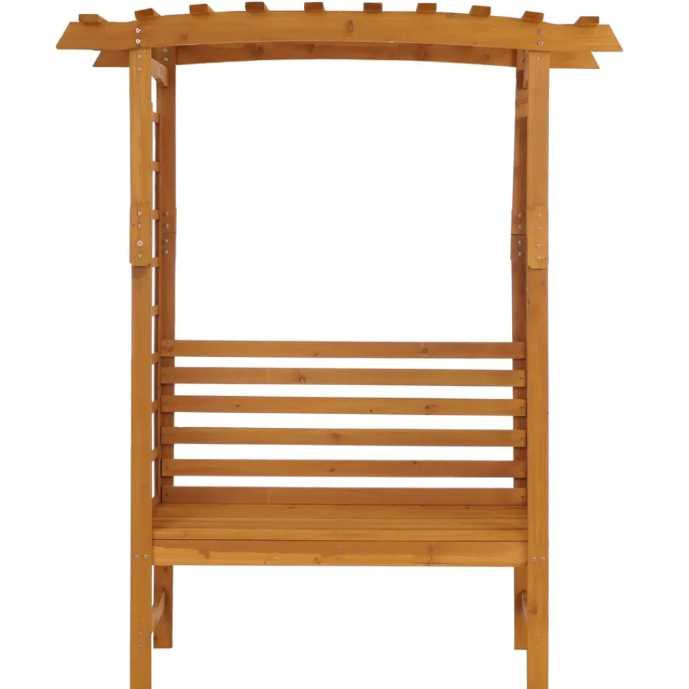 Rosenbogen mit Sitzbank -Q21, Gartenbogen Rankhilfe Bank Gartenbank Holz MVG-zertifiziert 201x160x60cm ~ natur ^ MCW Outlet