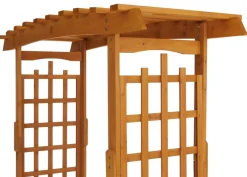 Rosenbogen mit Sitzbank -Q21, Gartenbogen Rankhilfe Bank Gartenbank Holz MVG-zertifiziert 201x160x60cm ~ natur ^ MCW Outlet