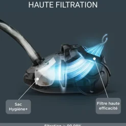 RO3945 Compact Power Bodenstaubsauger (750 Watt, 8,8 m Aktionsradius, 3 l Beutelinhalt, Permanent-Filter, elektronische Saugkraftregulierung, Ergo-Komfort-Griff) ^ Rowenta Best