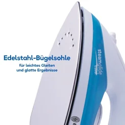 Russell Hobbs 22470-56 Reisebügeleisen (830 Watt, Edelstahl-Bügelsohle, 10 g/min Dampfausstoß, 80 ml Wassertank, 1,5 m Kabellänge)