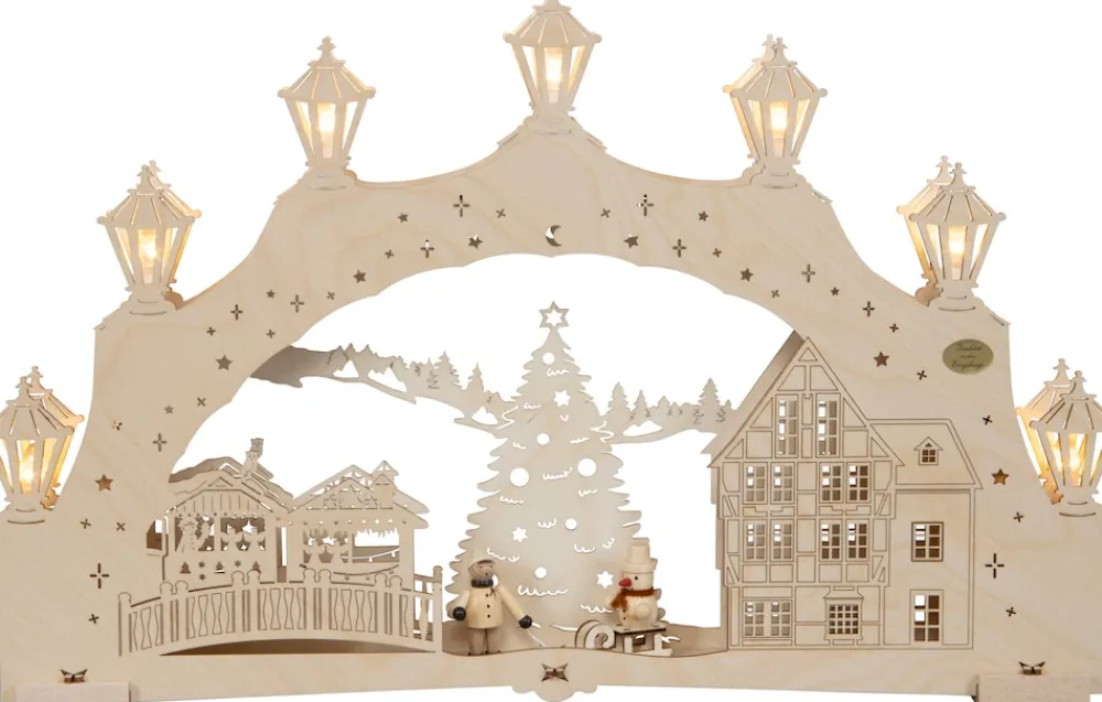 Saico 3D-Lichterbogen, 7-flammige LED Beleuchtung, "Weihnachtsbaum" mit Figur und Timerfunktion am Trafo, versch. Varianten Clearance