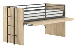 SAM halbhohes Bett mit ausziehbarem Schreibtisch, Liegeflächen 90 x 200 cm, Ausf. Eiche Melamin Dekor ^ vipack Discount