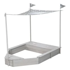 Roba Sandkasten 'Schiff', Kinder-Outdoor-Sandkasten aus wetterfestem Massivholz, inkl. Sonnendach Online