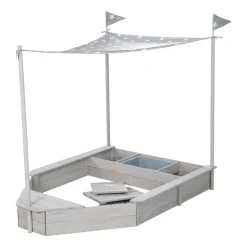 Roba Sandkasten 'Schiff', Kinder-Outdoor-Sandkasten aus wetterfestem Massivholz, inkl. Sonnendach Online