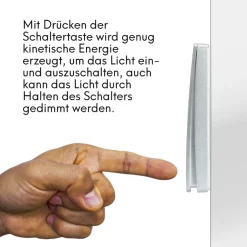 Schalter und Empfänger Funkschalter SET für LED Beleuchtung 230V Montage an der Wand Taster Drahtlos Kinetisch Batterielos ^ kalb Material für Möbel Hot