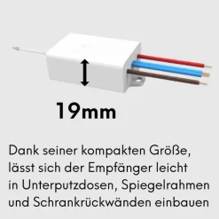 Schalter und Empfänger Funkschalter SET für LED Beleuchtung 230V Montage an der Wand Taster Drahtlos Kinetisch Batterielos ^ kalb Material für Möbel Hot
