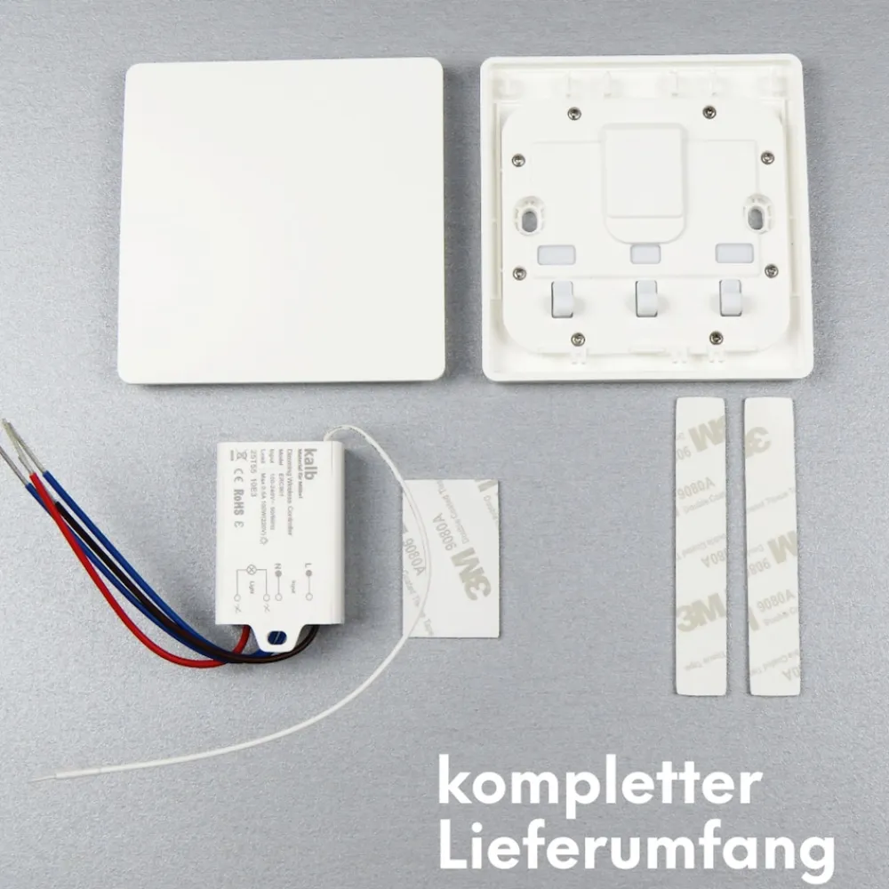 Schalter und Empfänger Funkschalter SET für LED Beleuchtung 230V Montage an der Wand Taster Drahtlos Kinetisch Batterielos ^ kalb Material für Möbel Hot
