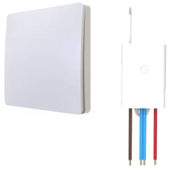 Schalter und Empfänger Funkschalter SET für LED Beleuchtung 230V Montage an der Wand Taster Drahtlos Kinetisch Batterielos ^ kalb Material für Möbel Hot