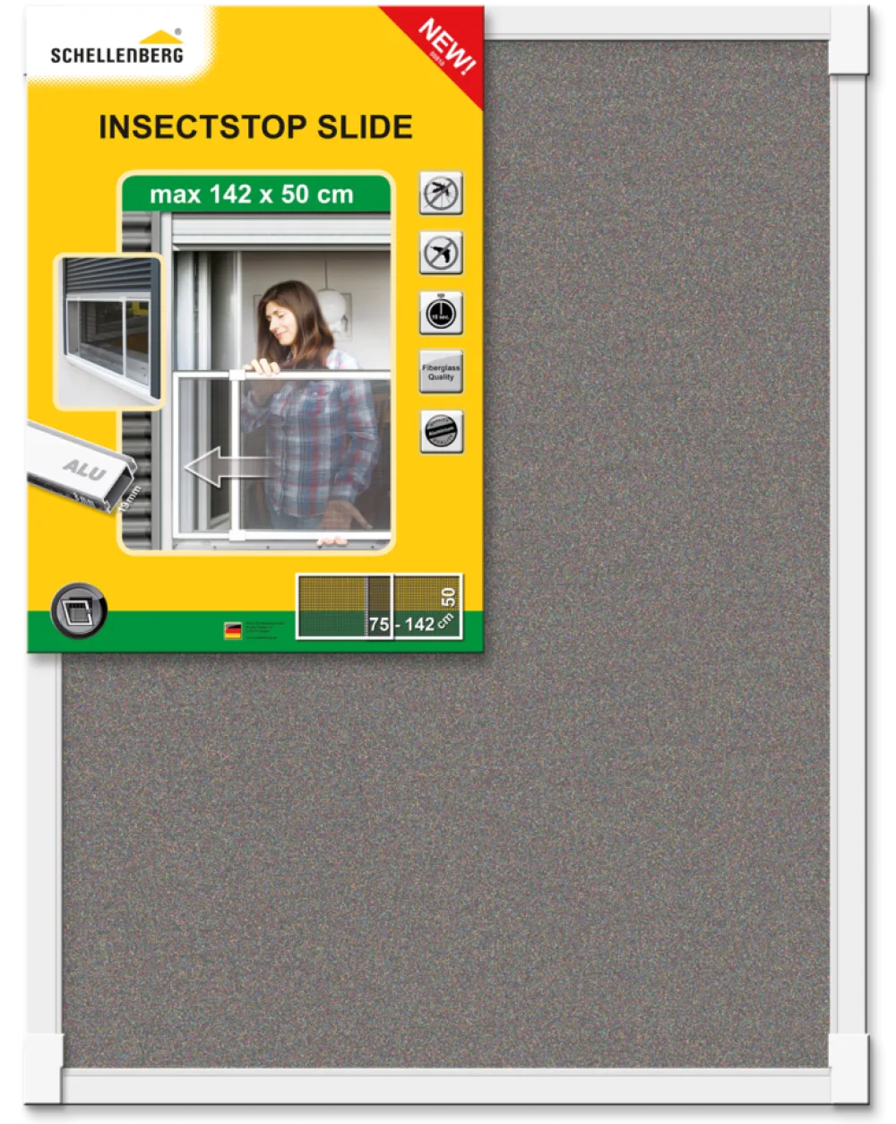 Schellenberg Insektenschutz-Schiebefenster 50 x 75-142 cm, weiß New