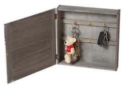 Schlüsselkasten Gabes, Schlüsselschrank Holzbox, Shabby-Look Vintage 27x27x6cm ~ grau-braun ^ MCW