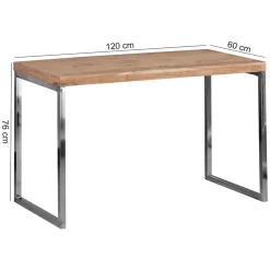 Schreibtisch Massivholz Metallbeine Landhausstil GUNA, 60x120x76 cm ^ KADIMA DESIGN Outlet