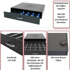 Schubladenbox für Kaffeekapseln -L98, Aufbewahrungsbox mit Schublade Kiste, 7x34x31cm ^ MCW Sale