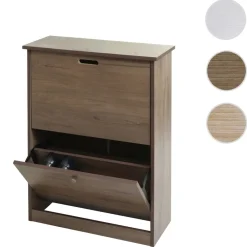 Schuhkipper -K45, Schuhschrank Schuhregal, 81x60x25cm 2 Klappen, MDF aus Paulownia ~ grau-braun ^ MCW Clearance