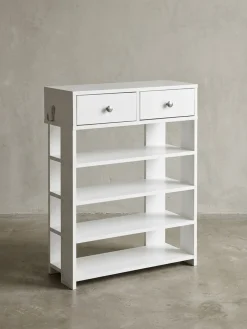 KADIMA DESIGN Schuhregal – Weiß, 60x79x24 cm, 4 Fächer, 2 Schubladen, Flurregal Best