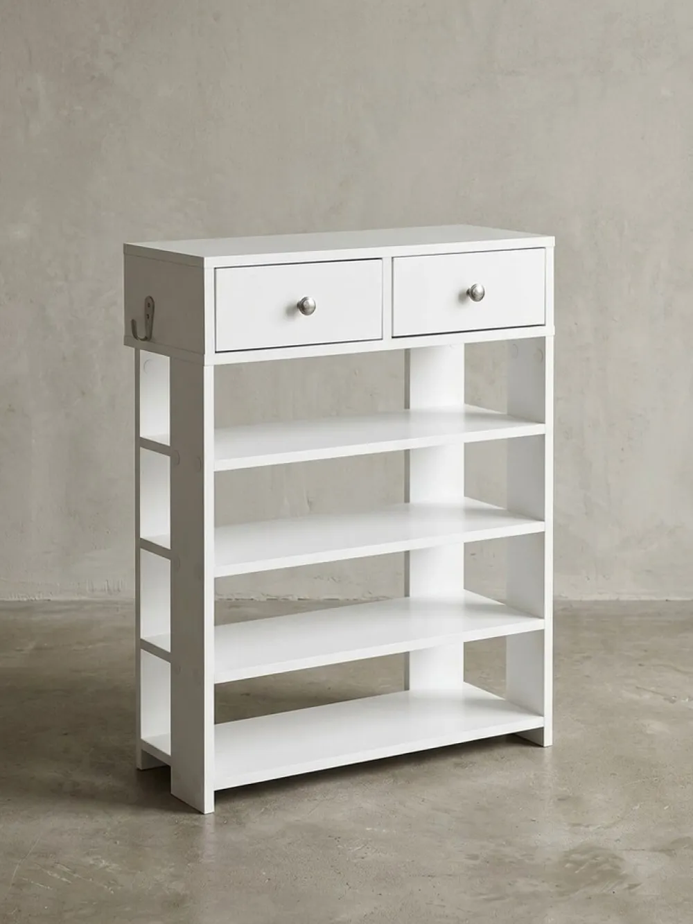 KADIMA DESIGN Schuhregal – Weiß, 60x79x24 cm, 4 Fächer, 2 Schubladen, Flurregal Best
