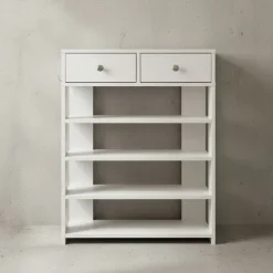 KADIMA DESIGN Schuhregal – Weiß, 60x79x24 cm, 4 Fächer, 2 Schubladen, Flurregal Best