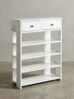 KADIMA DESIGN Schuhregal – Weiß, 60x79x24 cm, 4 Fächer, 2 Schubladen, Flurregal Best