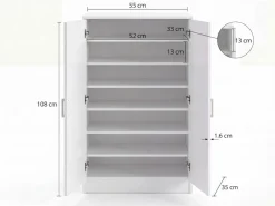 Finebuy Schuhschrank Flurschrank Flurmöbel Holz Weiß Schuhkommode Schuhregal New