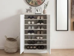 Finebuy Schuhschrank Flurschrank Flurmöbel Holz Weiß Schuhkommode Schuhregal New