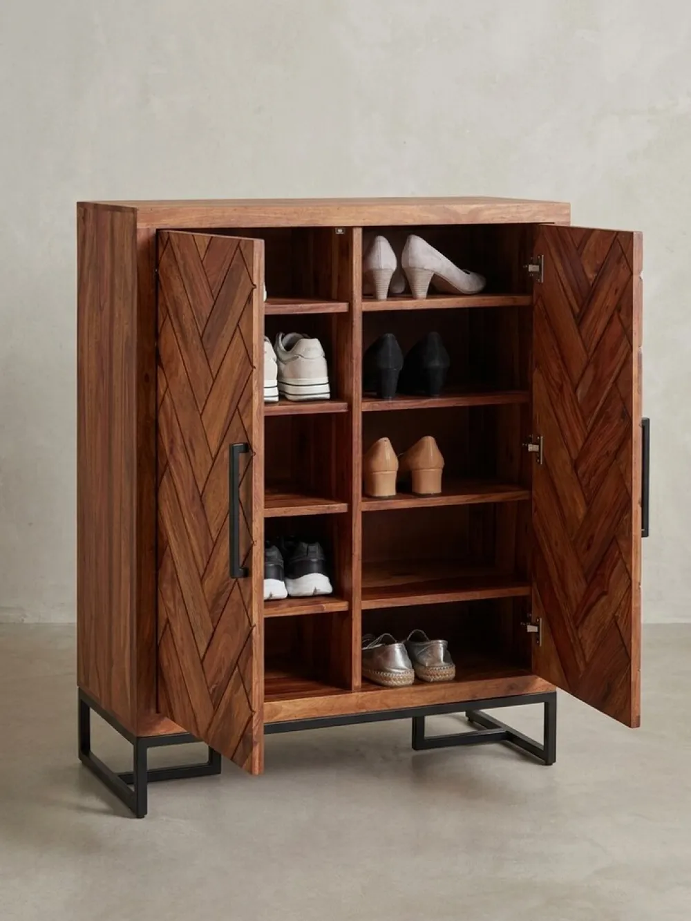 Schuhschrank – Massivholz, 100x105x40 cm, geschlossen, mit Ablage ^ KADIMA DESIGN