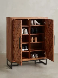 Schuhschrank – Massivholz, 100x105x40 cm, geschlossen, mit Ablage ^ KADIMA DESIGN