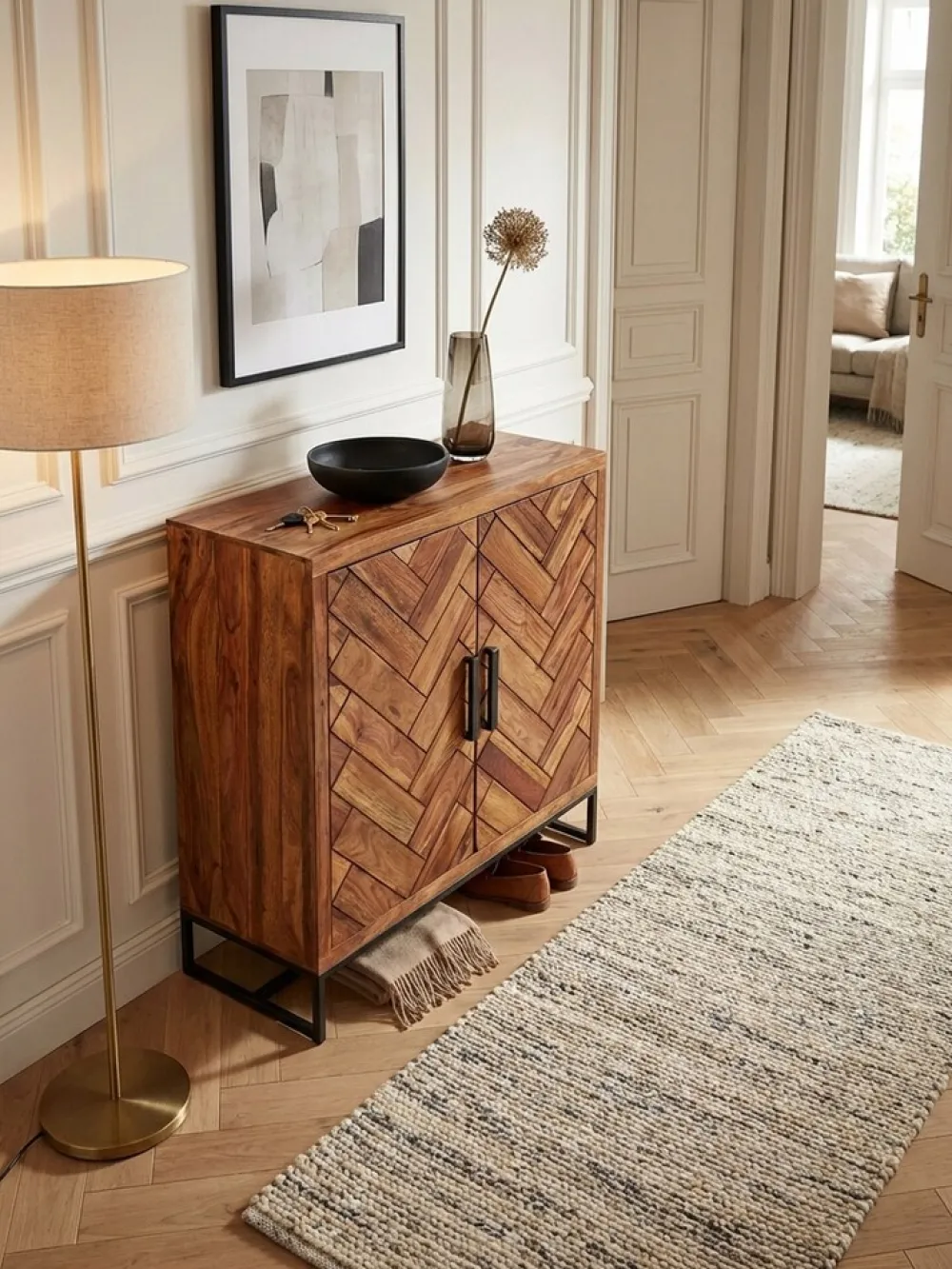 Schuhschrank – Massivholz, 100x105x40 cm, geschlossen, mit Ablage ^ KADIMA DESIGN