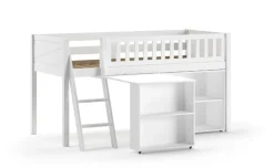 SCOTT Hochbett, LF 90 x 200 cm, versch. Ausführungen - mit Schreibtisch und Regal ^ vipack New