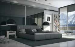 Bett Luna 140x200cm grau mit LED Beleuchtung ^ Sedex Best