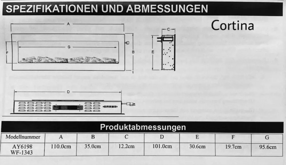 Elektrokamin Cortina B110 cm ^ Sedex Outlet
