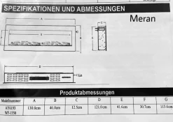 Sedex Elektrokamin Meran B130 cm New