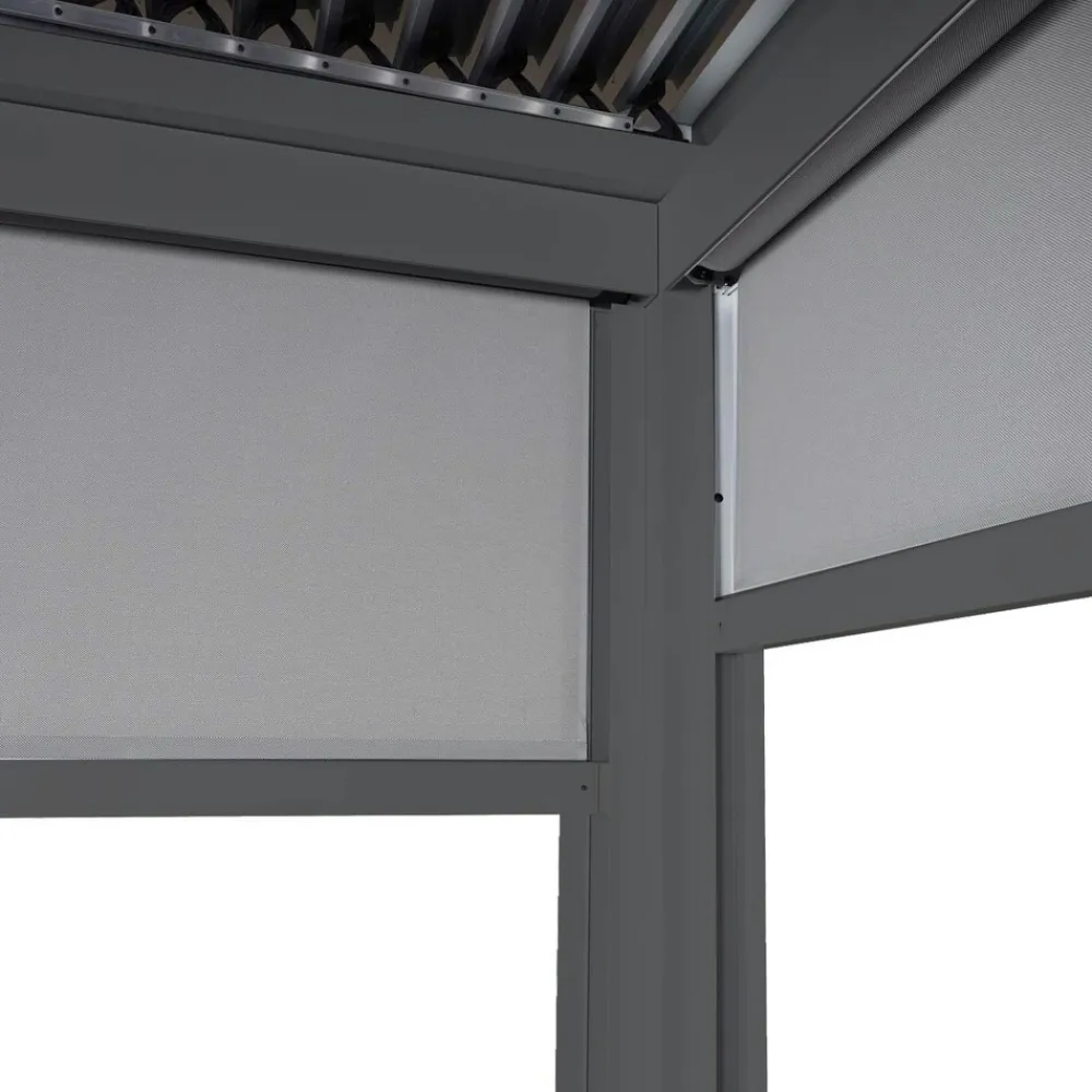 Seitenwand für Pergola -L41, Pavillon Rollo Ersatzseitenwand, Stoff/Textil 3x3,7m ~ anthrazit ^ MCW Outlet